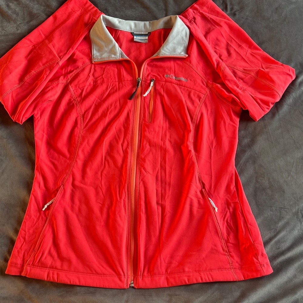Columbia Women's Full Zip Softshell Jacket Size M Pink Hiking Outdoor Stretch
